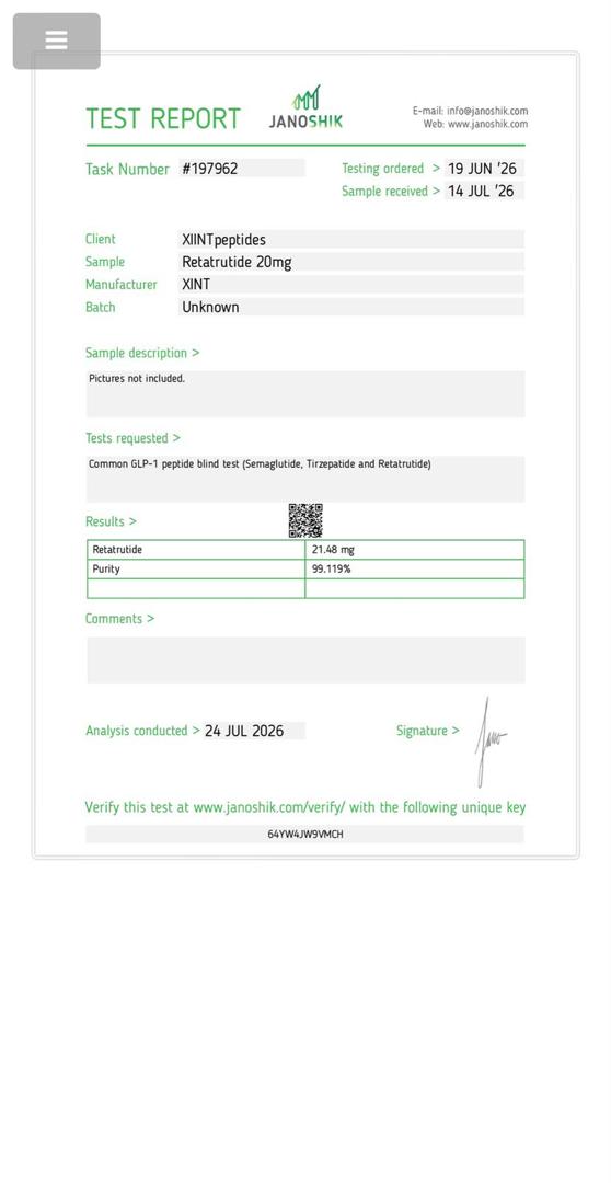 Retatrutide 20mg COA